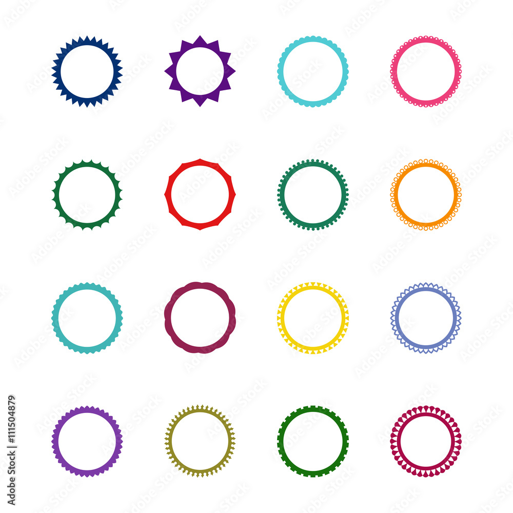 Set of 16 round decorative frames, vector illustration Set of 16 round decorative frames, vector illustration