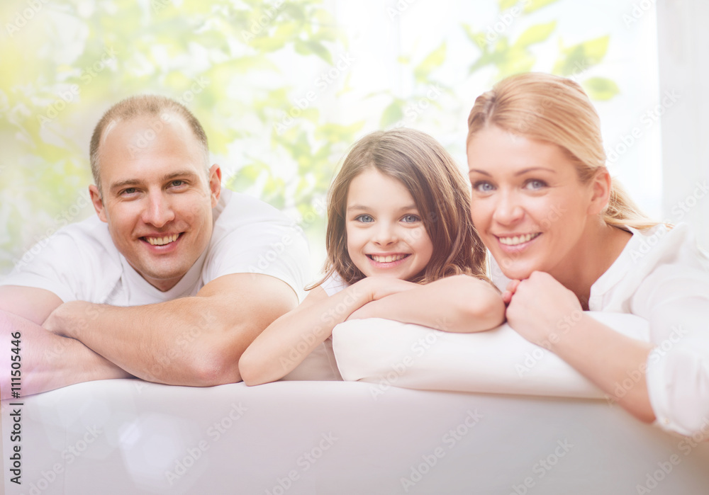 smiling parents and little girl at home smiling parents and little girl at home
