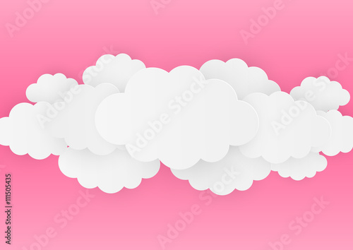 Paper clouds on pink background