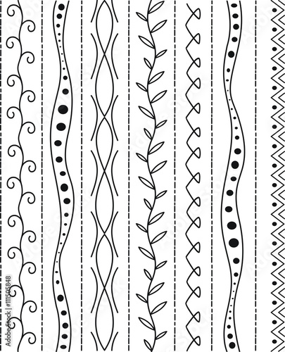 Hand drawn vector border set and scribble design element 