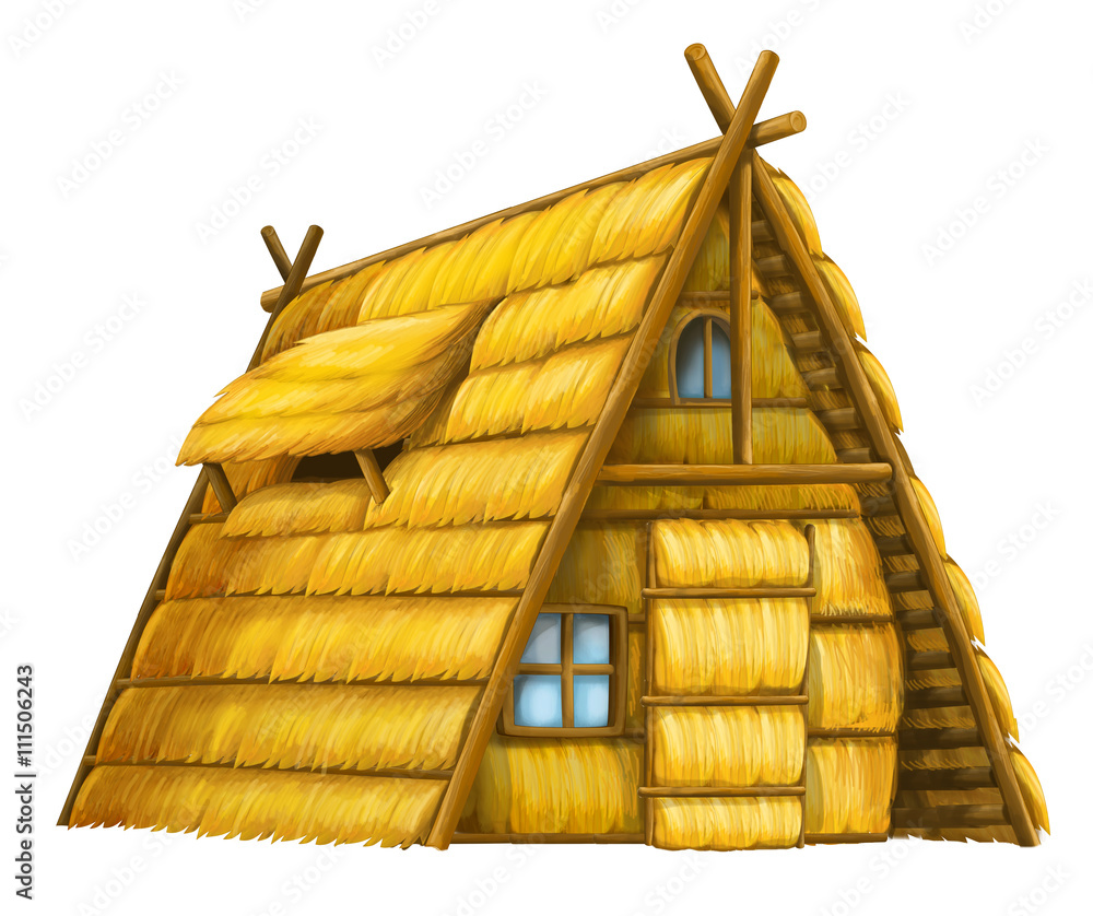 Old cartoon hay house - isolated - illustration for the children Stock  Illustration | Adobe Stock