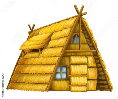Old cartoon hay house - isolated - illustration for the children