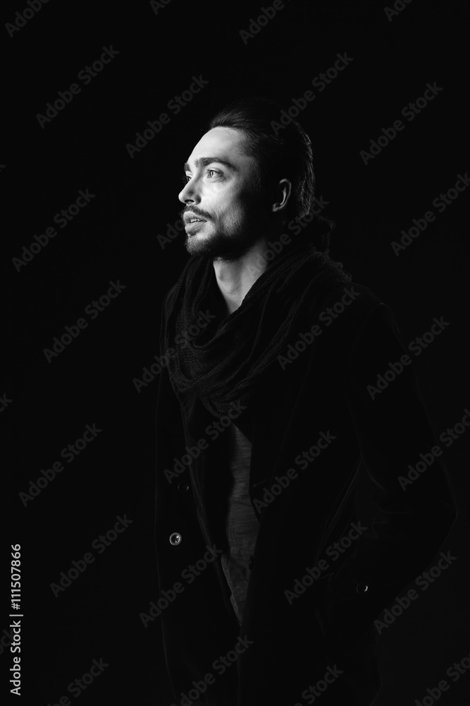 Portrait of beautiful sexy man in the studio. black and white. Portrait of beautiful sexy man in the studio. black and white.