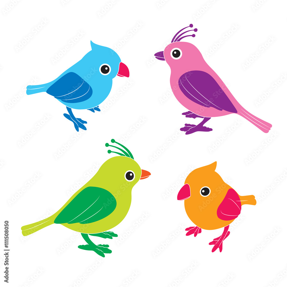 Fototapeta premium Cute birds in vector. illustration