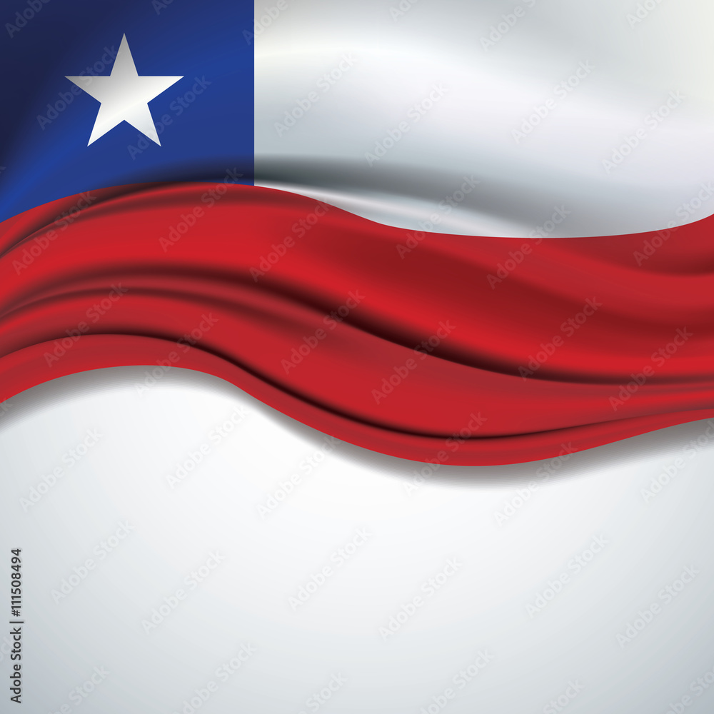 Vector of Chile flag blowing in the wind on white background