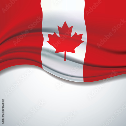 Vector Canada flag blowing in the wind on white background