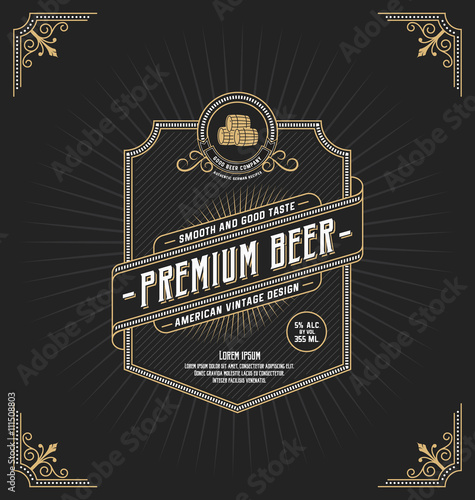 Vintage frame design for labels, banner, logo, emblem, menu, sticker and other design. Suitable for whiskey, beer and premium product.