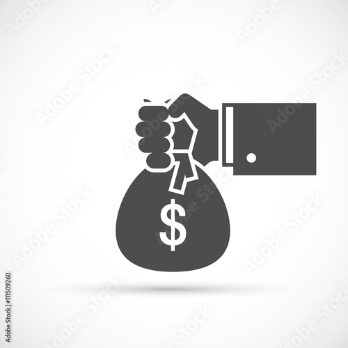 Hand holding money bag