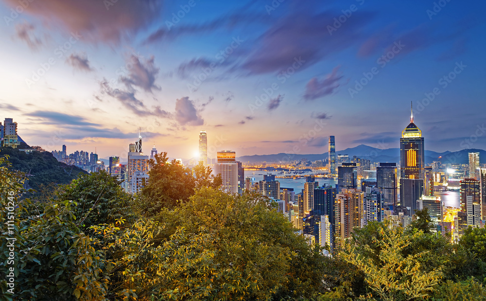 Fototapeta premium Hong Kong City Sunset
