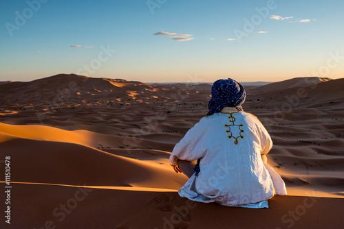 Man looks in the desert