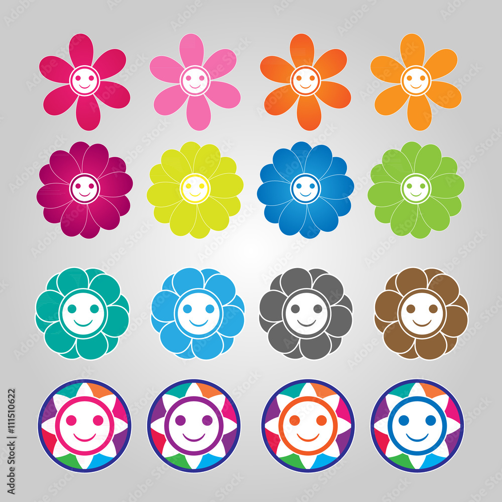 Cute with emotion flowers vector