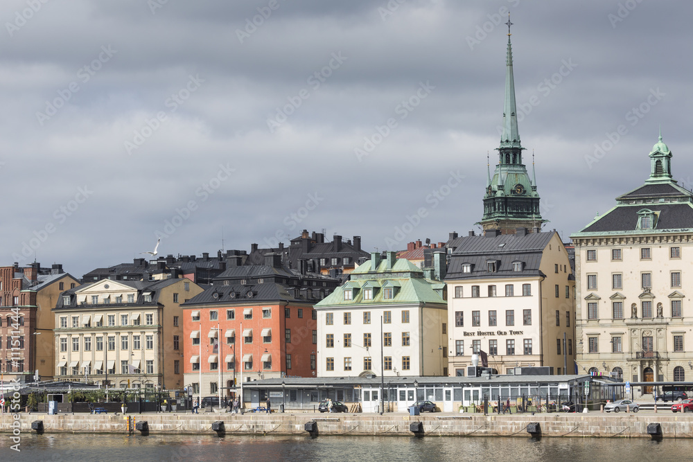 Scenic panorama of the Old Town (Gamla Stan) pier architecture in Stockholm, Sweden Scenic panorama of the Old Town (Gamla Stan) pier architecture in Stockholm, Sweden