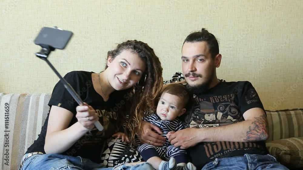 Happy Family Taking Selfie By Smartphone Happy Family Taking Selfie By Smartphone