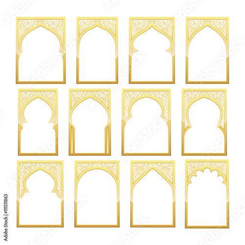Gold Design Arab windows for Ramadan Kareem Template 