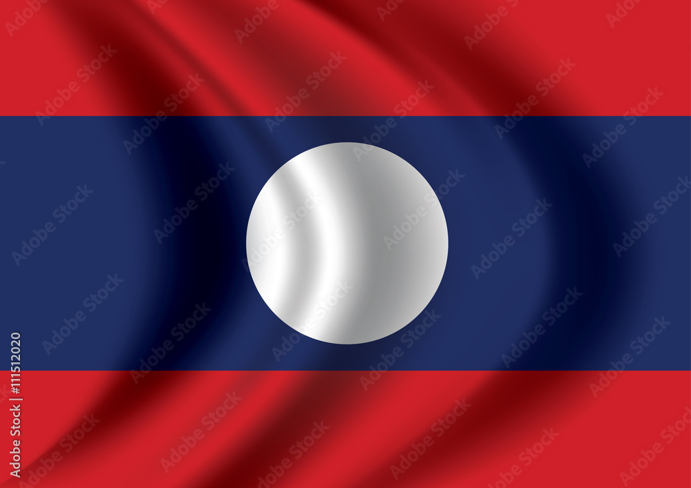 Vector of Laos flag blowing in the wind. Vector of Laos flag blowing in the wind.