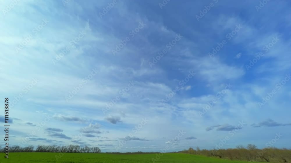 Cloudy Sky over the Green Field. Time Lapse. Cloudy Sky over the Green Field. Time Lapse.