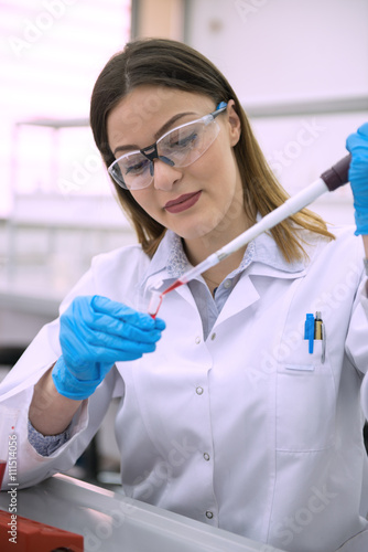 young student with test tube