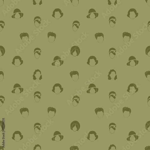 Vector Set: Woman's Hair Style Silhouettes Seamless pattern