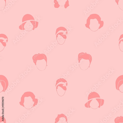 Vector Set: Woman's Hair Style Silhouettes Seamless pattern