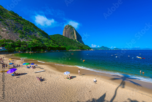 Mountain Sugar Loaf and Vermelha beach in Rio de Janeiro. Brazil