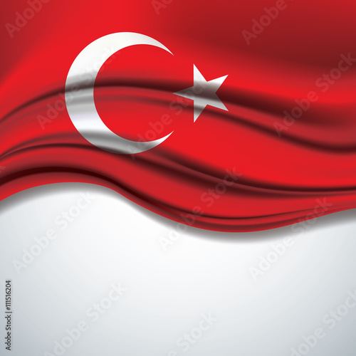 Vector of Turkey flag blowing in the wind.