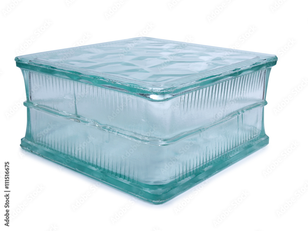 Glass block for building on white background Glass block for building on white background