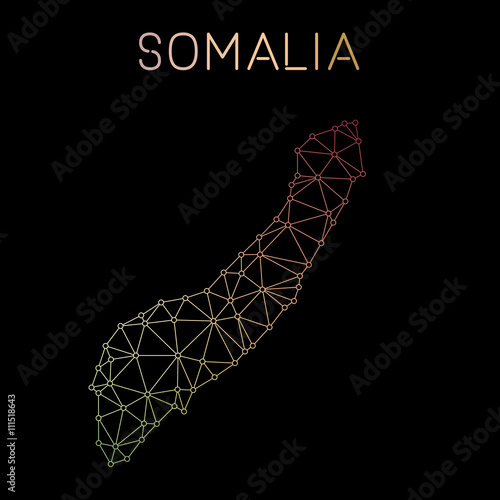 Somalia network map. Abstract polygonal map design. Network connections vector illustration.