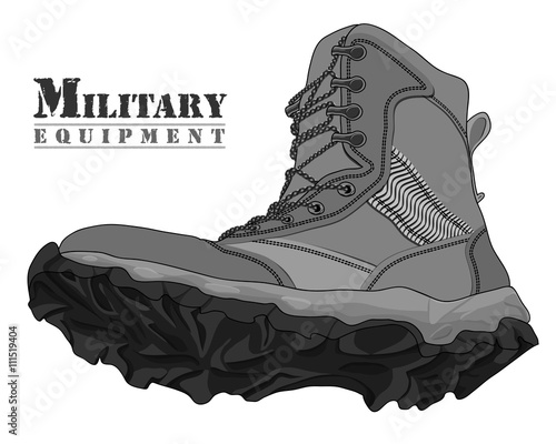Vector Illustration Gray Army Boot