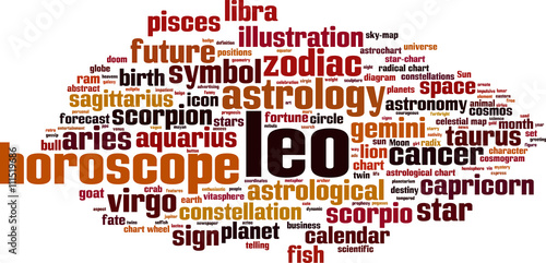 Leo word cloud concept. Vector illustration photo