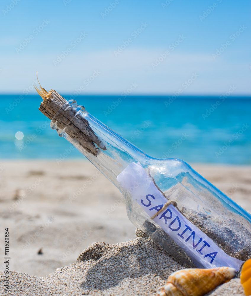 sardinia written in a bottle StockFoto Adobe Stock