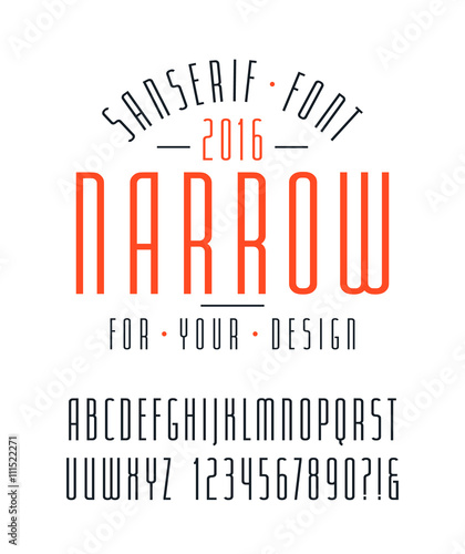 Narrow sanserif font and numbers
