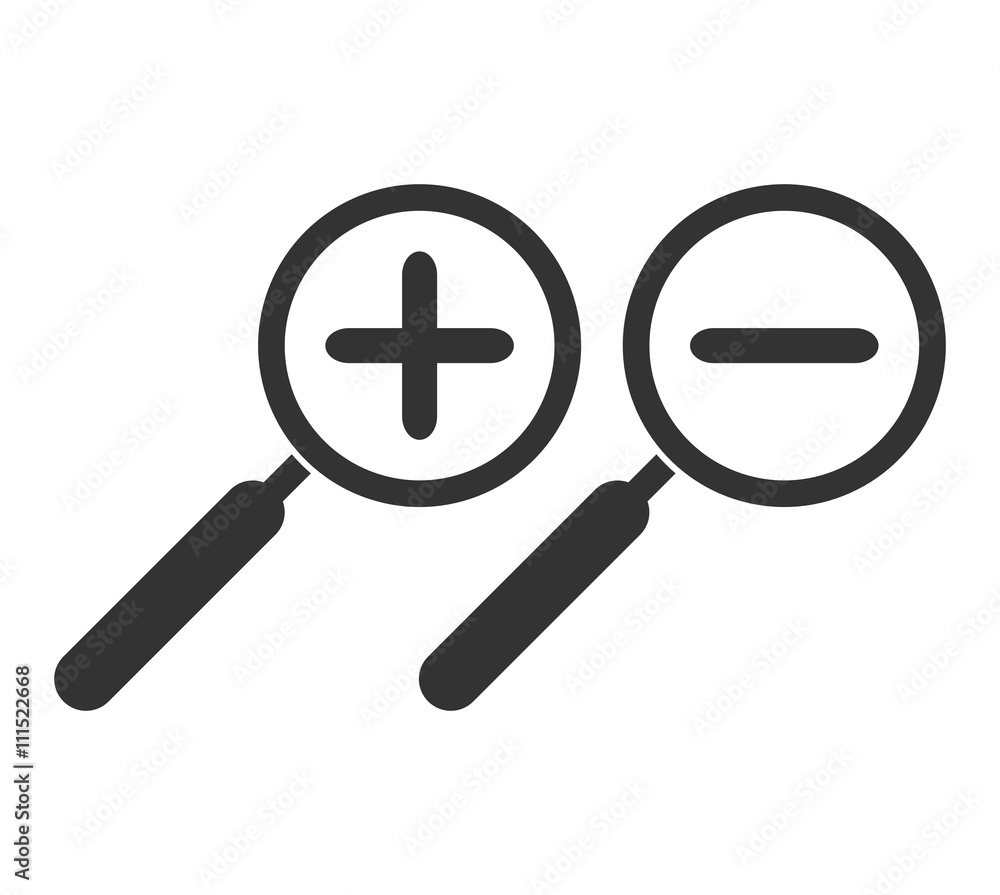 Zoom in and zoom out symbol. Magnifying glass. Isolated Zoom in and zoom out symbol. Magnifying glass. Isolated