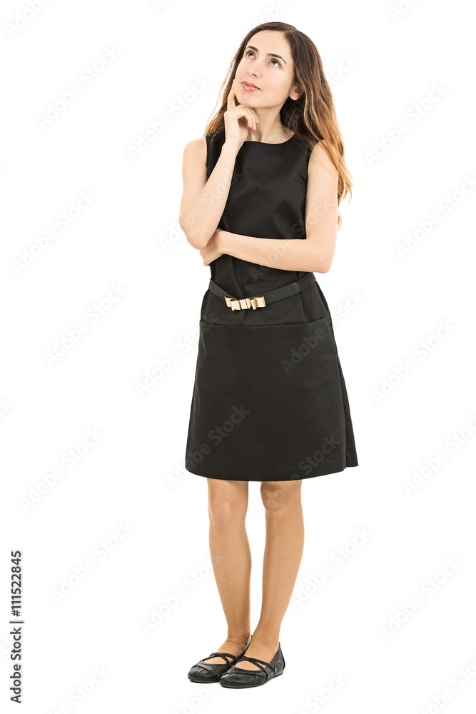Attractive business woman looking to copy space and thinking Attractive business woman looking to copy space and thinking