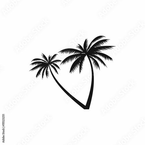 Fototapeta Naklejka Na Ścianę i Meble -  Two coconut palm trees icon, simple style