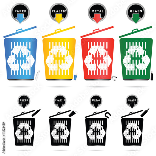 plastic buckets recycle set illustration photo