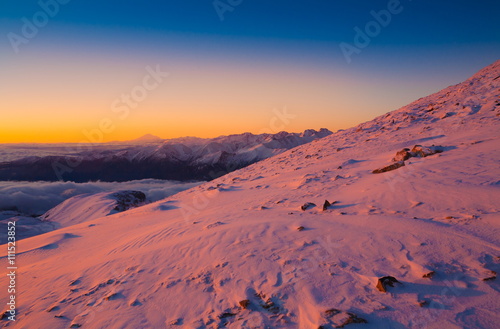 Mountain sunset winter. Christmas © erainbow