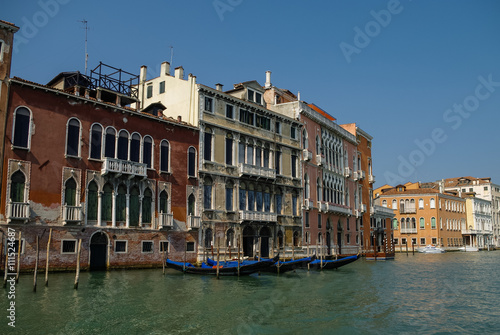 Gondolas and beautiful classical buildings on the Grand Canal, Venice, Italy © smoke666