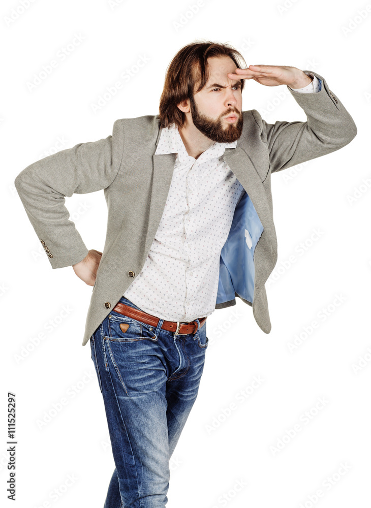 Φωτογραφία businessman ooking away while keeping his hand over his eyes to