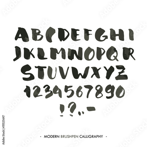 Modern ink Alphabet font.