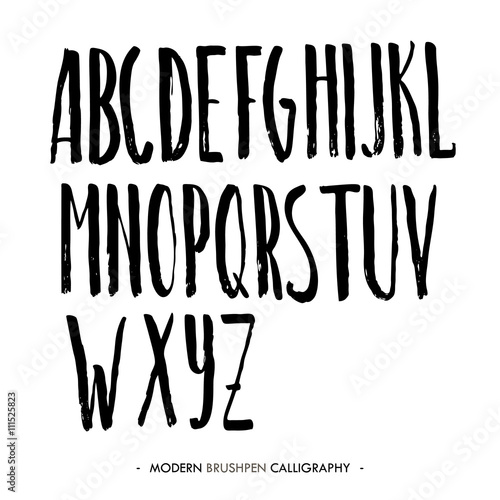 Modern ink Alphabet font.