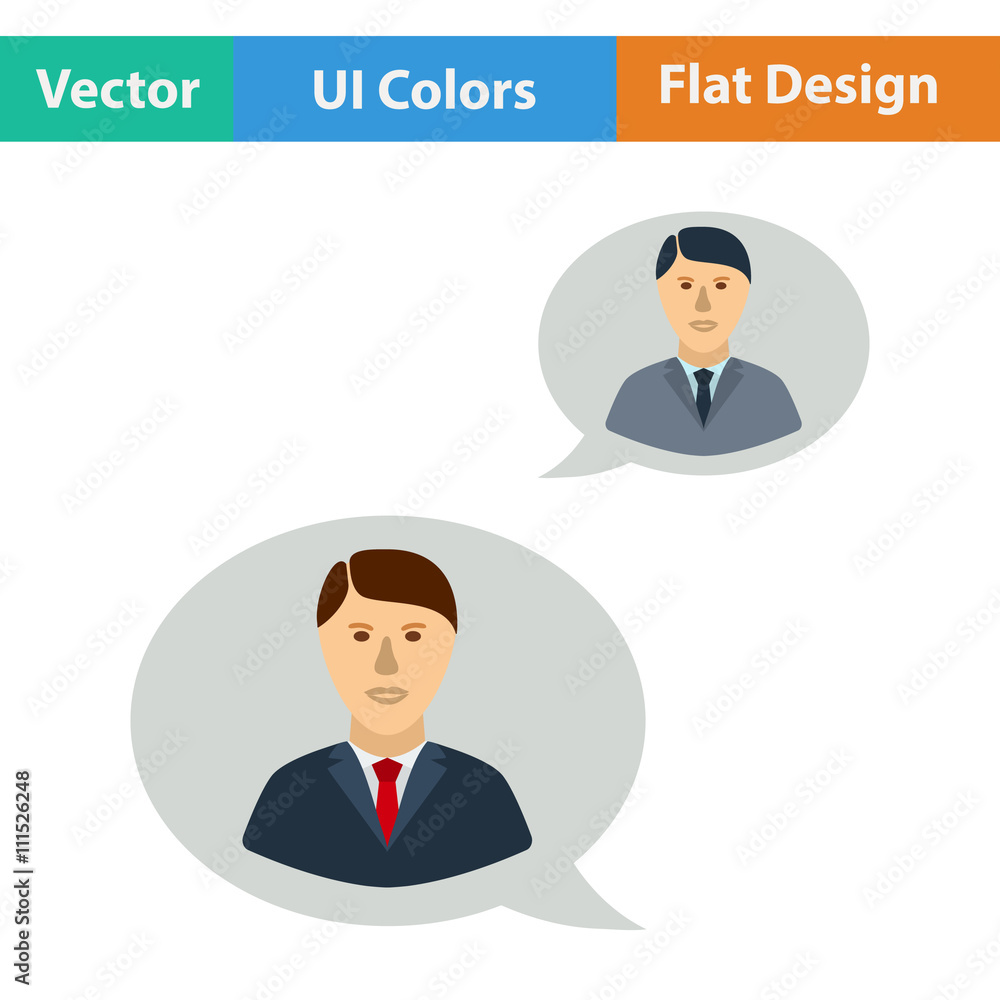 Flat design icon of Chating businessmen Flat design icon of Chating businessmen