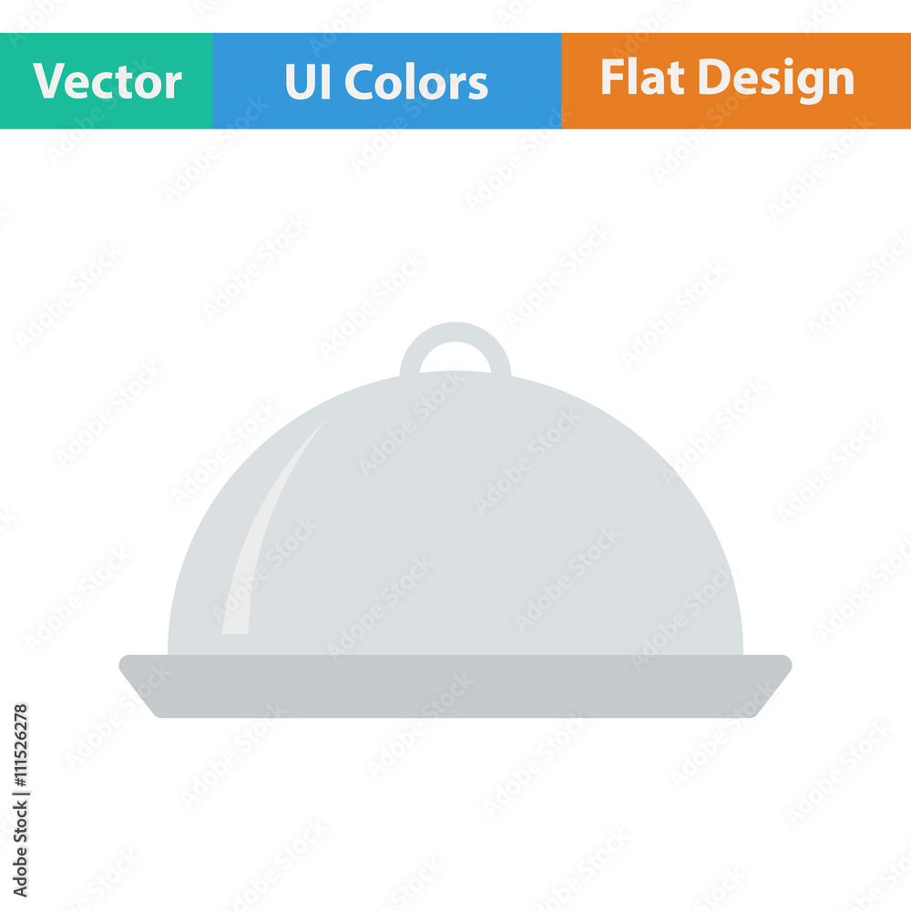 Flat design icon of Restaurant cloche Flat design icon of Restaurant cloche