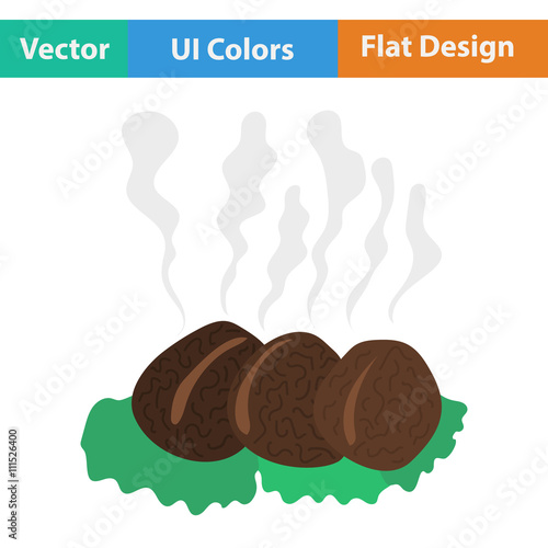 Flat design icon of Smoking cutlet on plate