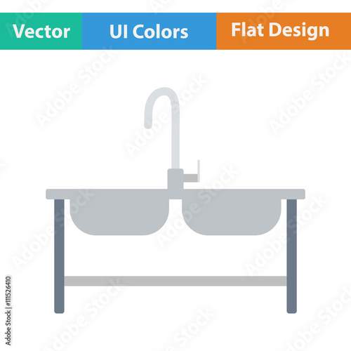 Flat design icon of Double sink