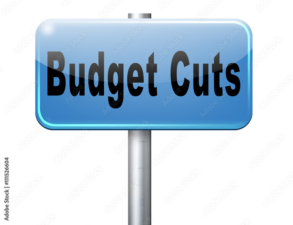 Budget cuts reduce costs and cut spendings during crisis or economic recession.. Budget cuts reduce costs and cut spendings during crisis or economic recession..