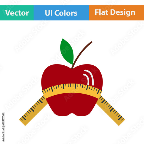 Flat design icon of Apple with measure tape