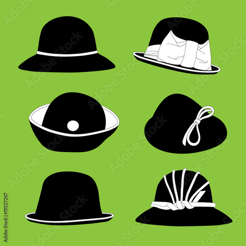 Black and white vintage hats