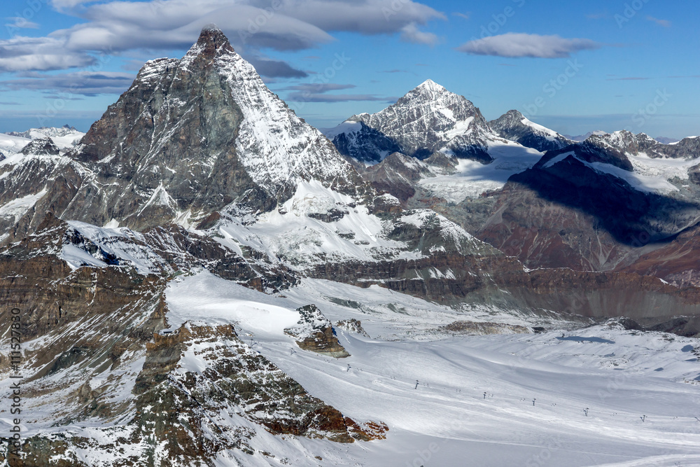 Panorama of mount Matterhorn, Canton of Valais, Alps, Switzerland 