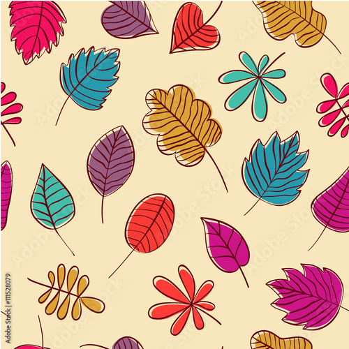 vector set of autumn leave drawn design elements