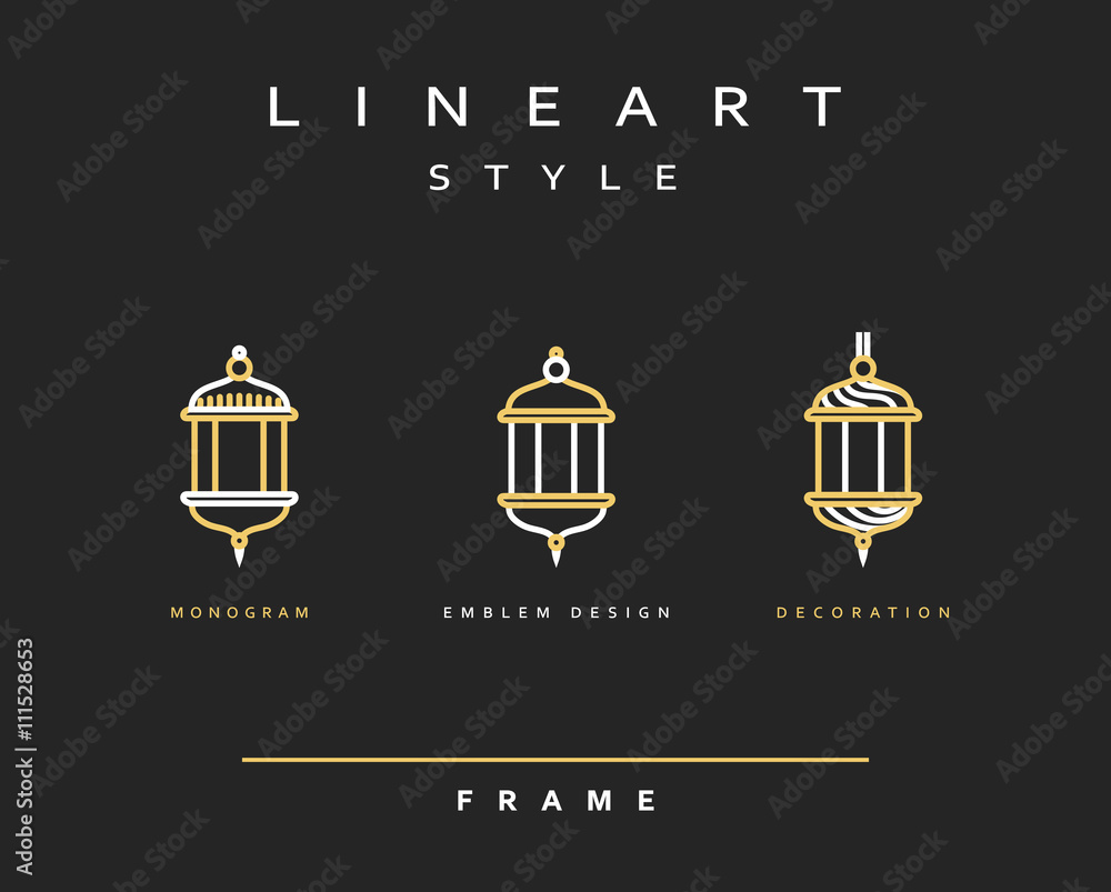 Arabic lamps. Flashlight icon Street line art Arabic lamps. Flashlight icon Street line art